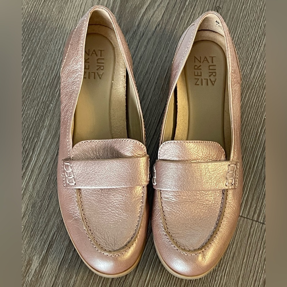 Naturalizer Veronica Rose Gold Metallic Penny Loafers
